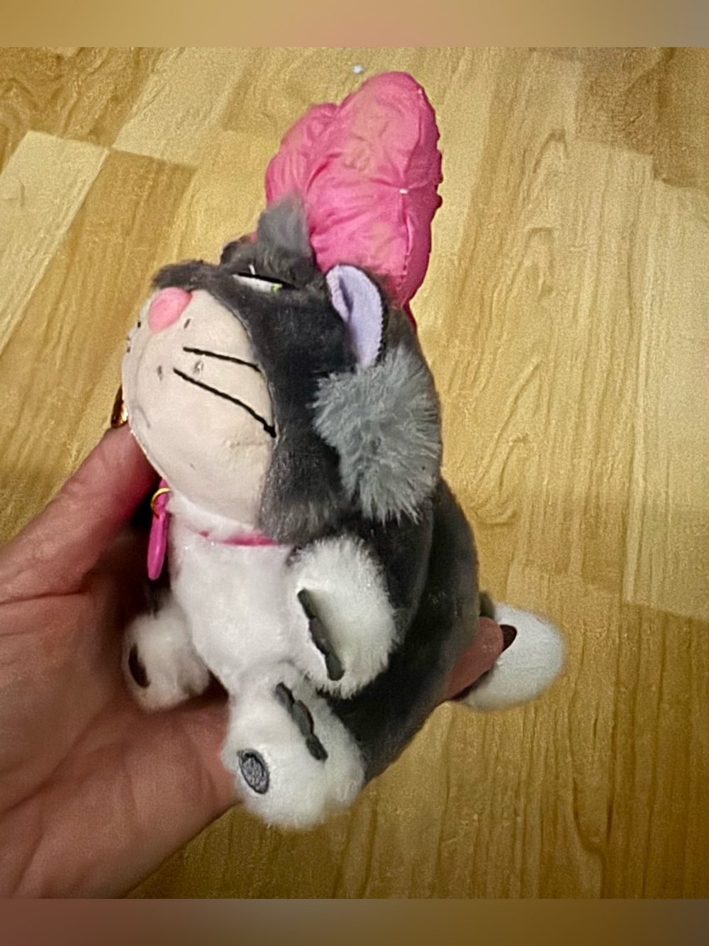 Plush Lucifer Toy with Pink Bow and Heart Tag. - Picture 6 of 6